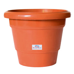 Heart Home Solid 2 Layered Plastic Flower Pot|Gamla for Home Decor,Nursery,Balcony,Garden,8"x 6",Pack of 4 (Orange)