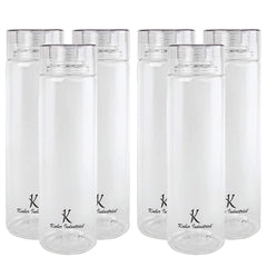 Heart Home BPA Free Plastic Water Bottles | Breakproof, Leakproof, Food Grade PET Bottles | Water Bottle for Kids & Adults | Plastic Bottle Set of 6 |Natural