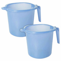Heart Home Tranasparent Small Multiuses Lightweight, Unbreakable Strong Plastic Bathroom Mug, 1 Litre- Pack of 2 (Blue)-50HH0814