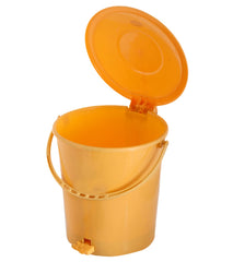 Kuber Industries Plastic Pedal Dustbin, Trashbin, Wastebin For Kitchen, Bathroom, Office Use With Handle, 10 Liter- Pack of 2 (Sky Blue & Yellow)-47KM0952