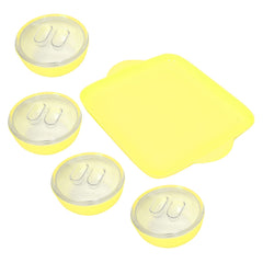 Kuber Industries Food Grade Microwave Safe Plastic 1 Square Tray & 4 Bowls Set with Silicon Rubberized Ring Lid (Green)-50KM01376