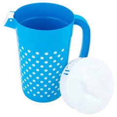 Kuber Industries Dot Printed Unbreakable Multipurpose Plastic Water Jug/Pitcher with Lid, 2.4 LTR. (Blue)-HS42KUBMART25221