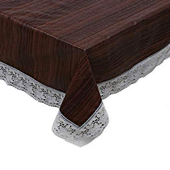 Kuber Industries Wooden Print 6 Seater Dining Table Cover 60"x90",Brown, Standard,Polyvinyl Chloride (PVC),Rectangular,Pack of 1