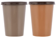 Heart Home Food Grade, Leakproof Plastic Everyday Glass,Tumbler with Lid, 300ml- Set of 2 (Brown & Coffee)-HS43HEARTH25682