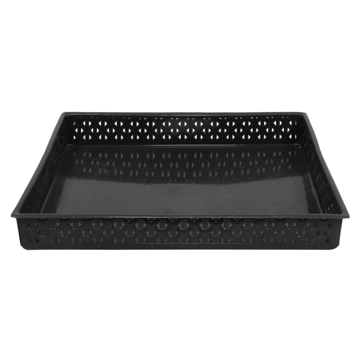 Kuber Industries Storage Tray|Versatile Plastic Storage Organizer|Rectangular Tray for Kitchen Storage|Storage Tray for Office|ALEXA-15 (Black)