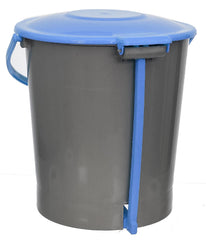 Kuber Industries Plastic Pedal Dustbin, Trashbin, Wastebin For Kitchen, Bathroom, Office Use With Handle, 10 Liter (Grey & Blue)-47KM0974