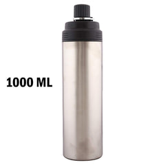 Kuber Industries Infiniti Stainless Steel Water Bottle, 1 litres, Silver