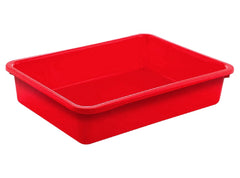 Heart Home Plastic Storage Large Tray Organizer, Stackable Tray for Projects, Painting, Beads, Organizing Supply Pack of 3 (Red)
