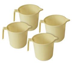 Kuber Industries Plastic Lightweight, Unbreakable Bathroom Mug 1.5 Litre (Cream, Pack of 4)