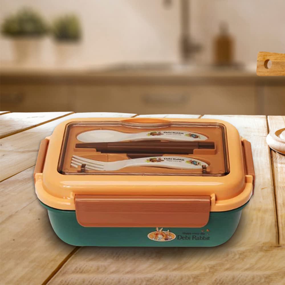Kuber Industries Insulated Lunch Box For Kids & Adults|Premium Food-Grade PP Plastic|Leakproof & Spill Proof|Dishwasher & Microwave Safe Lunch Box|800 ML|HX0042727|Green