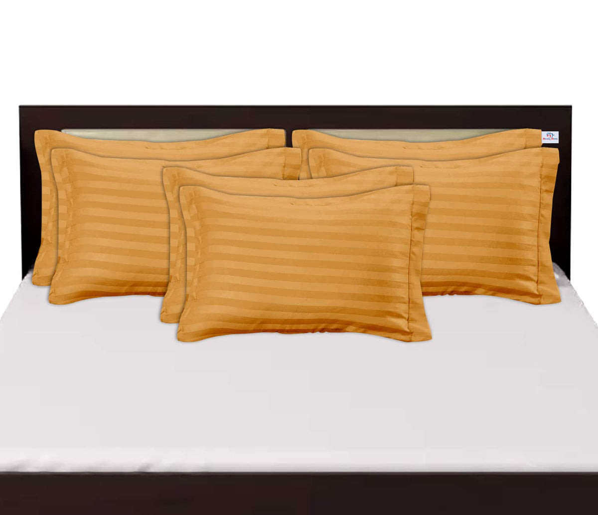 Heart Home Lining Design Breathable & Soft Cotton Pillow Cover/Protector/Case- 18x28 Inch, Set of 6 (Coffee)-HS43HEARTH26765