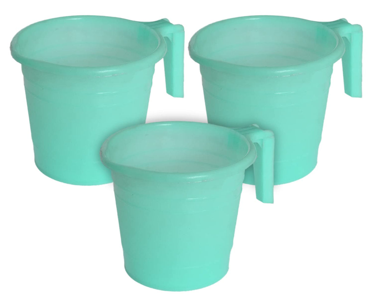 Heart Home Multiuses Lightweight, Unbreakable Strong Plastic Bathroom Mug, 2 Litre- Pack of 3 (Green)-50HH0864