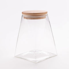 Homestic Glass Jar | Multi-Utility Kitchen Organizer | Airtight Bamboo Lid | Food Storage Container | Cookies Storage Jar | 500 ML | LP017 | Transparent