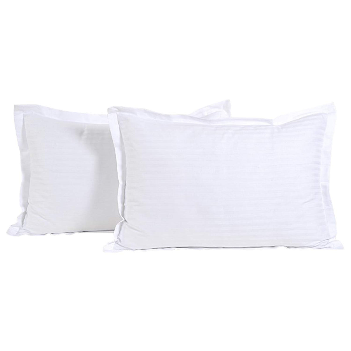 Kuber Industries 144TC Cotton Luxurious Striped Pillow Cover - 2 Pieces (25"x17", White, Standard Size, CTKTC13938)