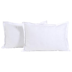 Kuber Industries 144TC Cotton Luxurious Striped Pillow Cover - 2 Pieces (25"x17", White, Standard Size, CTKTC13938)