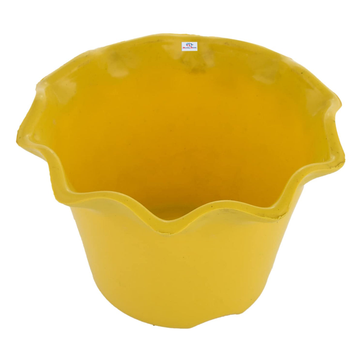 Heart Home Blossom Flower Pot|Durable Plastic Flower Pot|Gamla with Drain Holes for Home Décor|Balcony|Garden|8 Inch (Yellow)