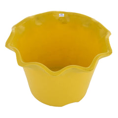 Heart Home Blossom Flower Pot|Durable Plastic Flower Pot|Gamla with Drain Holes for Home Décor|Balcony|Garden|8 Inch (Yellow)