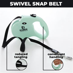Kuber Industries Automatic Retractable Dog Leash with Anti-Slip Handle, One-Handed Brake- Green