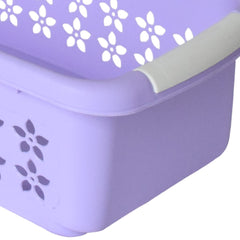 Heart Home Multipurpose Rectangle Shape Plastic Storage Basket for Kitchen, Fruit Basket, Office Table, Storage Organizer Small Pack of 2 (Purple)