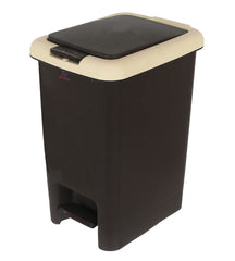 Heart Home 6.5 Ltr Plastic Push & Pedale Dustbin For Home, Kitchen, Office And Bathroom Garbage With Lid (Black & Cream)