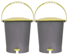 Kuber Industries Plastic Pedal Dustbin/Wastebin With Handle, 10 Liter- Pack of 2 (Grey & Green)-47KM0967