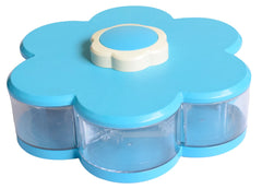 Heart Home Flower Design ABS Plastic Multipurposes 6 Pcs Transparent Container Box for Dry Fruits, Masala/Spices, Mouth Freshners, Chocolates (Blue)