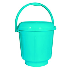 Kuber Industries Unbreakable Plastic Durable & Lightweight Strong Bathroom Bucket with Lid and Handle,13 LTR,Pack of 2 (Mint Green)