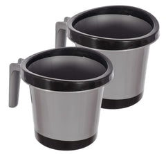 Kuber Industries Plastic Bathroom Mug 1 Litre Pack of 2 (Black)-46KM0257, Standard