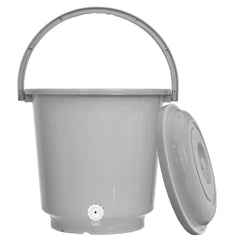Kuber Industries Multipurposes Plastic Bucket with Lid & Tap System for Home Cleaning & Save Water, 18Ltr. Pack of 2 (Grey)
