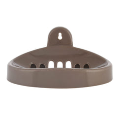 Kuber Industries Soap Holder|Sink Soap Holder|Plastic Wall Mounted Soap Holder|Oval Shape Self Draining Soap Dish for Bathroom|Pack of 3 (Brown)