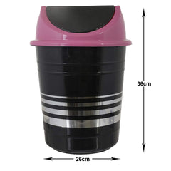 Kuber Industries Plastic Dustbin, Trashbin, Wastebin For Kitchen, Bathroom, Office Use With Swing Lid, 10 Liter- Pack of 2 (Black & Pink)-47KM0894