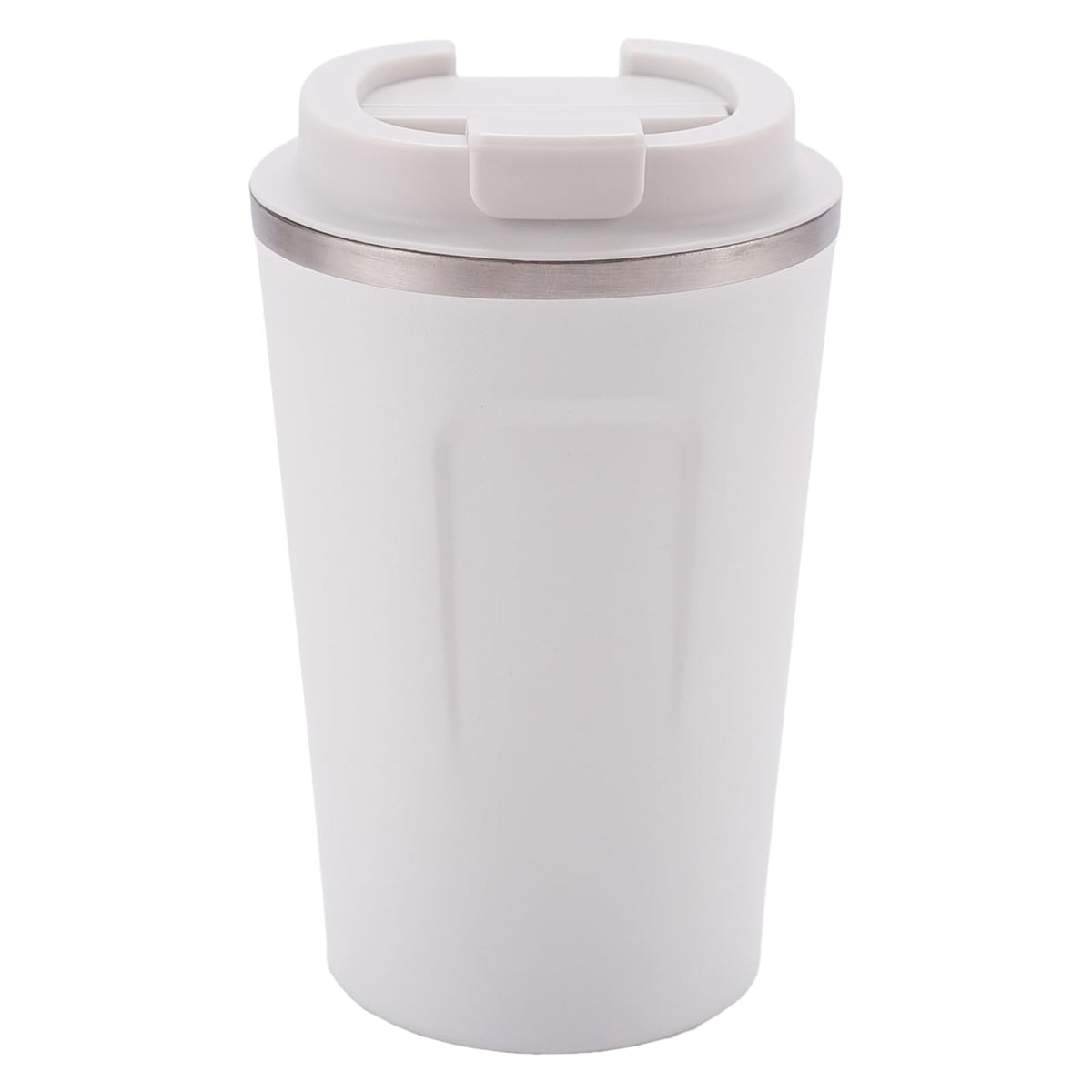 Kuber Industries Stainless Steel Insulated Coffee Cup With Sipper Mouth|Travel Coffee Mug "380 ML"|White|