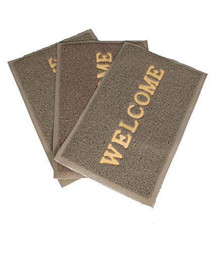 Kuber Industries 3 Piece PVC Door Mat Set - 24" x 14", Green