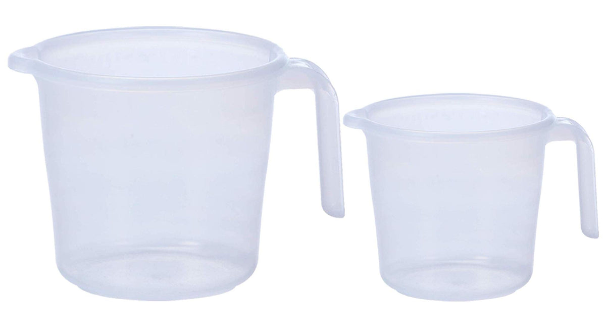 Kuber Industries Virgin Plastic 2 Pieces Transparent Bathroom Mug with Measurement,1800,1100 ML (White)- CTKTC044948
