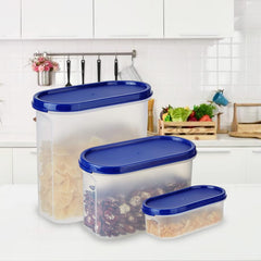 Kuber Industries Container for Kitchen Storage Set| Airtight Container, Multipurpose | Plastic Container Set of 3 | For Dry & Wet Food | 500 ml,1200 ml,2000 ml (Small-Medium-Large)
