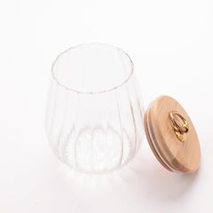 Urbane Home Glass Jar | Multi-Utility Kitchen Organizer | Airtight Bamboo Lid | Food Storage Jar with Metal Loop | Cookies Storage Jar | 680 ML | LP012 | Transparent