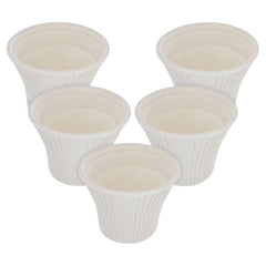 Kuber Industries Sunshine Flower Pot|Durable Plastic Flower Pots|Planters for Home Décor|Garden|Living Room|Balcony|8 Inch|Pack of 5 (White)