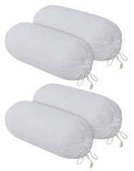 Heart Home Linning Design Soft & Luxurious Decorative Cotton Bolster Cover- Set of 4, 16"x32" (White)-44HH0168