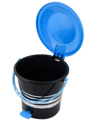 Heart Home Pedal Dustbin|Plastic Pedal Dustbin|Kitchen Waste Paper Bin|Dustbin For Bedroom|Blue Lid 10 Liter Dustbin|Pack of 2 (Black)