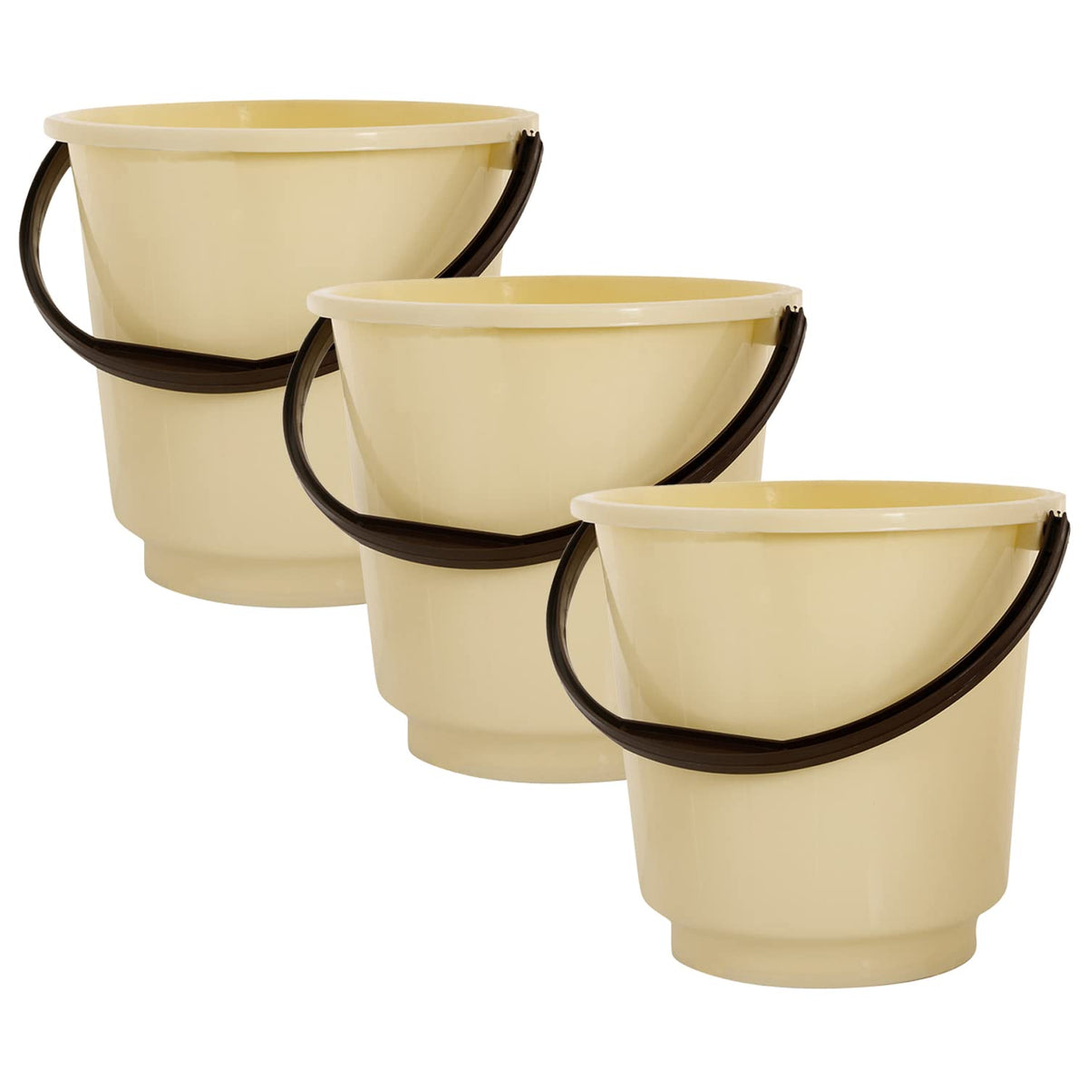 Kuber Industries Bucket|Plastic Bucket for Bathroom|Bucket for Bathing|Unbreakable Bucket with Handle|16 Liter|Pack of 3 (Yellow)