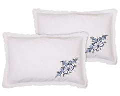 Kuber Industries Embroidery Pattern Breathable & Soft Cotton Pillow Cover for Sofa, Couch, Bed, Set of 2 (White) 54KM4113