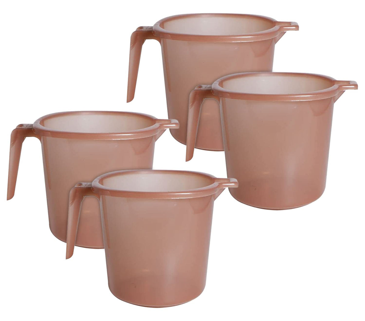 Heart Home Tranasparent Small Plastic Bathroom Mug, 1 Litre- Pack of 4 (Brown)-50HH0829