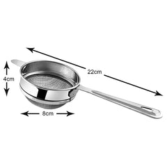 Kuber Industries Double Mesh Stainless Steel Strainer for Cocktails, Tea Herbs, Coffee & Drinks, 8cm - Pack of 3 (Silver)