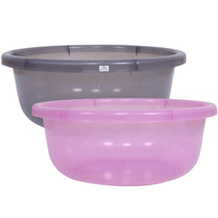 Heart Home Durable Deep Bath Tub|Versatile Short Livestock Feeding Pan| Plastic Utility Gaint Basin for Baby Bathing,Washing Clothes,26 Litre,Pack of 2 (Black & Pink)