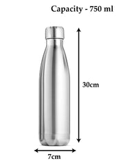 Heart Home Stainless Steel Insulated Round Water Bottle for Home & Traveling, 750ML Pack of 2 (Silver) 54HH4322.
