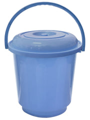 Heart Home Multipurposes Plastic Bucket for Bathing Home Cleaning & Storage Purpose with Lid, 16Ltr.- Pack of 2 (Blue)-47HH01175