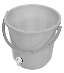 Kuber Industries Multipurposes Plastic Bucket with Lid & Tap System for Home Cleaning & Save Water, 18Ltr. Pack of 2 (Grey)