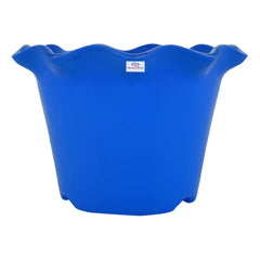 Heart Home Blossom Flower Pot|Durable Plastic Flower Pot|Gamla with Drain Holes for Home Décor|Balcony|Garden|8 Inch|Pack of 3 (Blue)