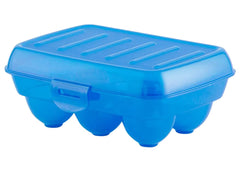 Heart Home Plastic 6 Slot Egg Container,Tray, Holder for Refrigerator & Kitchen- Pack of 3 (Blue)-46HH0400