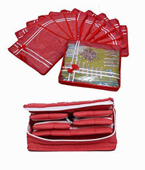 Kuber Industries 13 Piece Cotton Saree Cover and Jewellery Kit, Red